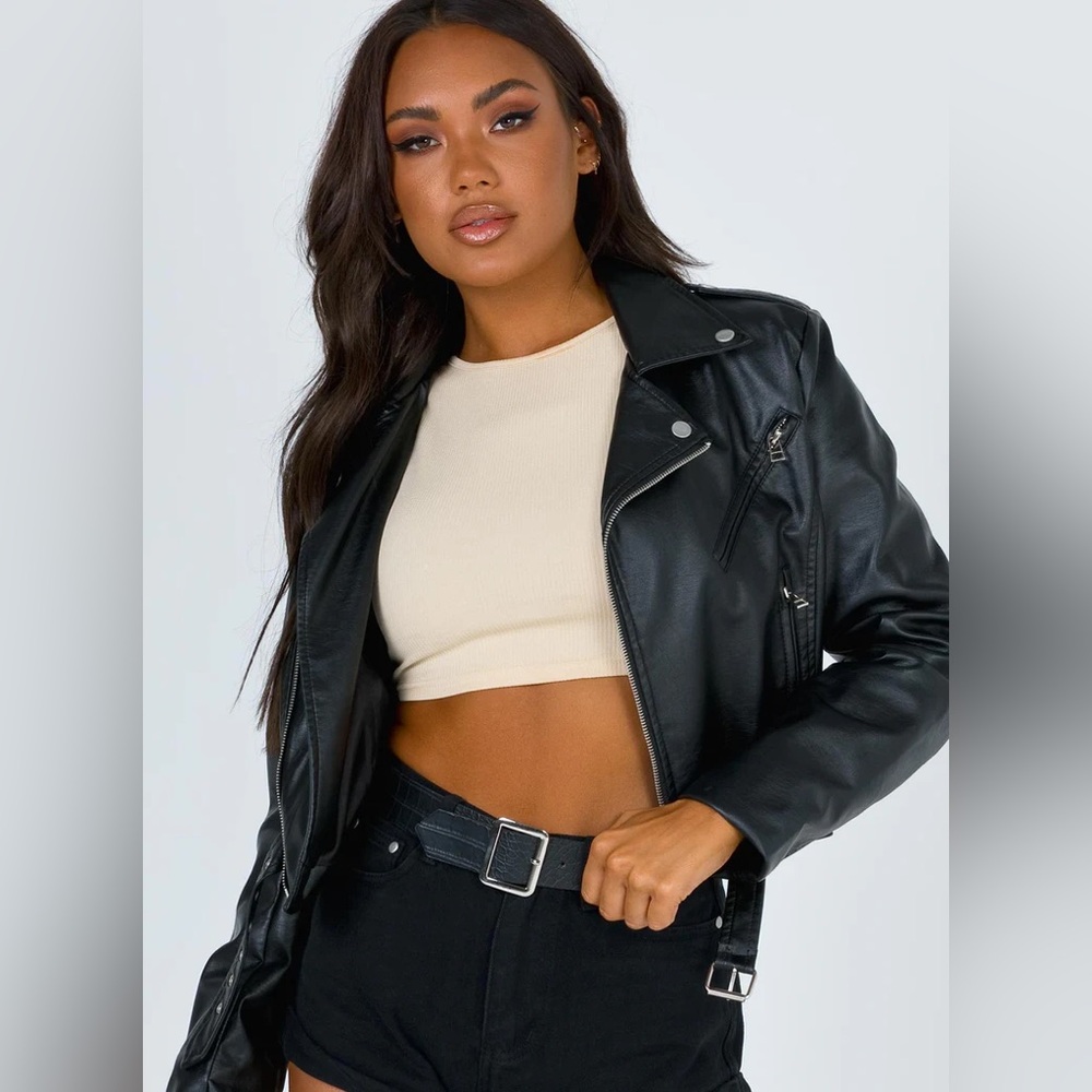 Lioness | Princess Polly The Zeppelin Faux Leather Jacket in Black NWT XXS (0)